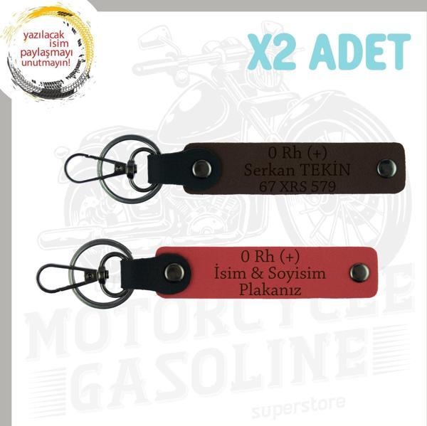 Nar Çiçeği-K. Kahve, Motor Severlere, İsim Plaka ve 0 Rh (+) Kan Grubu, Özel Tasarım 2'li Anahtarlık - Image 1