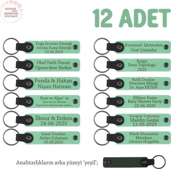 Açık Yeşil Renk, Sınıf Öğretmeninden Özel Mesajlı Karne Hatırası Anahtarlık 12’li Set, Minikler İçin - Image 1