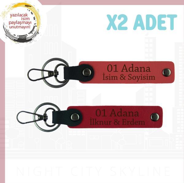 Nar Çiçeği-Kül Gri, Adınıza Özel 01 Adana, Sevdiklerinize Hediye Şehir Ruhunu Yansıtan x2 Anahtarlık - Image 1