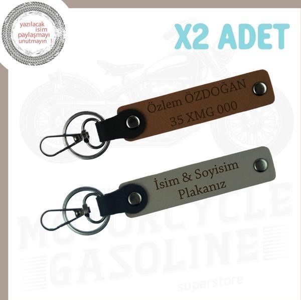 Kül Gri- Açık Kahve, Motorcu Tutkusu Kişiye Özel Plaka Yazılı 2'li Anahtarlık, Hatıralık - Image 1
