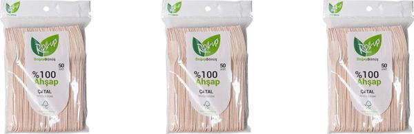 Roll-Up Doğaya Dönüş Ekolojik Doğal Doğa Dostu %100 Ahşap Çatal - 16 Cm. - 50'li 3 Paket  - Image 1