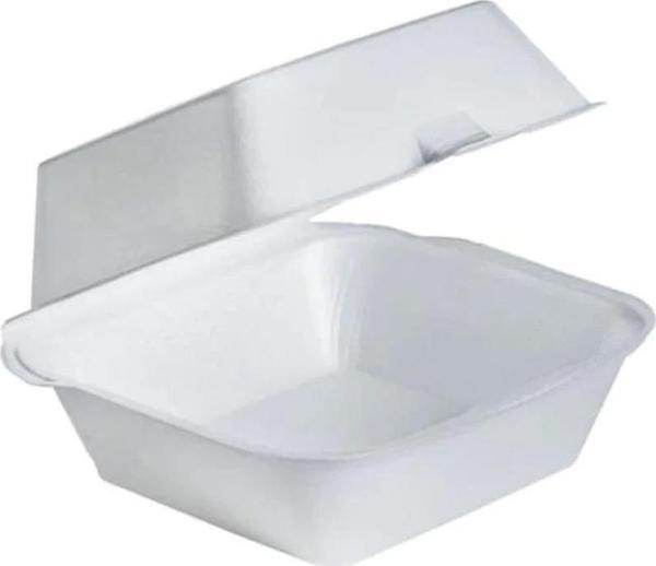 Dağyüce Tek Kullanımlık Köpük Hamburger Kapaklı Kase Kutu - 15x15x8 Cm. - 100 Adet - Image 1