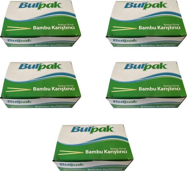 Burpak Tahta Ahşap Bambu Çay Kahve Karıştırıcı Çubuk Kaşık - 11 Cm. - 400 Adetlik 5 Paket - Image 1