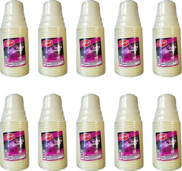 Roll-Up Party Dreams Parti Davet Piknik Renkli Plastik Sert Mika Bardak - Sarı - 25'li 10 Paket  - Image 1