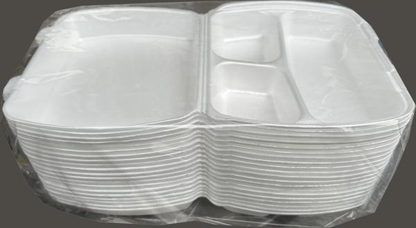 Dağyüce 23/A Tek Kullanımlık Köpük 3 Bölmeli Kapaklı Kase Kutu - 20x24 Cm. - 20 Adetlik 1 Paket - Image 1