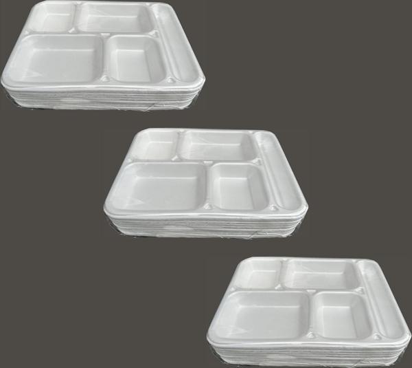 Dağyüce Tek Kullanımlık Köpük 5 Bölmeli Tabldot Köpük Tabak - 26.5x35 Cm. - 10 Adetlik 3 Paket - Image 1