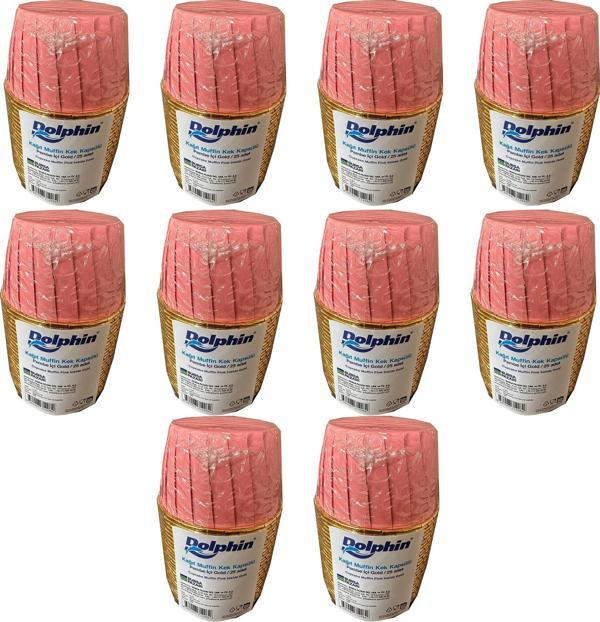 Dolphin Muffin Kağıt Karton Altın Pembe Cupcake Kek Kalıbı Kapsülü Kabı - 25 Adetlik 10 Paket - Image 1