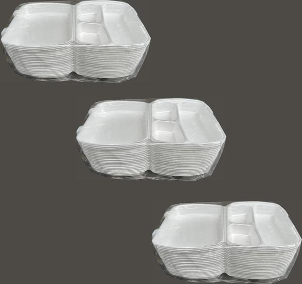 Dağyüce 23/A Tek Kullanımlık Köpük 3 Bölmeli Kapaklı Kase Kutu - 20x24 Cm. - 20 Adetlik 3 Paket - Image 1