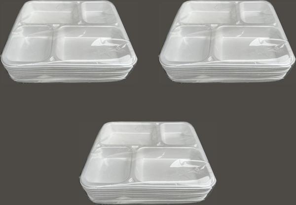 Dağyüce Tek Kullanımlık Köpük 4 Bölmeli Tabldot Köpük Tabak - 26.5x30 Cm. - 10 Adetlik 3 Paket - Image 1