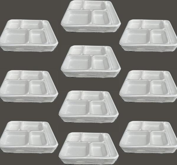 Dağyüce Tek Kullanımlık Köpük 5 Bölmeli Tabldot Köpük Tabak - 26.5x35 Cm. - 10 Adetlik 10 Paket - Image 1