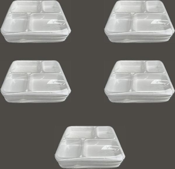 Dağyüce Tek Kullanımlık Köpük 4 Bölmeli Tabldot Köpük Tabak - 26.5x30 Cm. - 10 Adetlik 5 Paket - Image 1