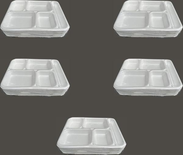 Dağyüce Tek Kullanımlık Köpük 5 Bölmeli Tabldot Köpük Tabak - 26.5x35 Cm. - 10 Adetlik 5 Paket - Image 1