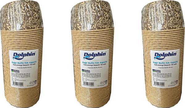 Dolphin Muffin Kağıt Karton Yazı Desenli Cupcake Kek Kalıbı Kapsülü Kabı - 50 Adetlik 3 Paket - Image 1