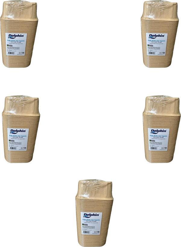 Dolphin Muffin Kare Kağıt Kraft Sarı Kek Kalıbı Kapsülü Kabı - 50 Adetlik 5 Paket - Image 1