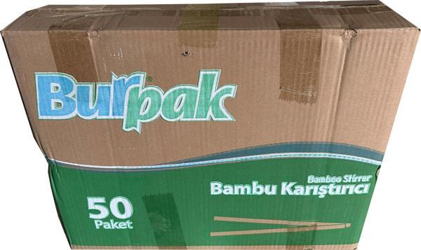 Burpak Tahta Ahşap Bambu Çay Kahve Karıştırıcı Çubuk Kaşık - 11 Cm. - 400 Adetlik 50 Paket - Koli - Image 1