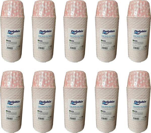 Dolphin Muffin Kağıt Karton Pembe Puantiyeli Cupcake Kek Kalıbı Kapsülü Kabı - 50 Adetlik 10 Paket - Image 1
