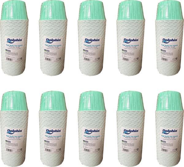 Dolphin Muffin Kağıt Karton Pastel Yeşil Cupcake Kek Kalıbı Kapsülü Kabı - 50 Adetlik 10 Paket - Image 1