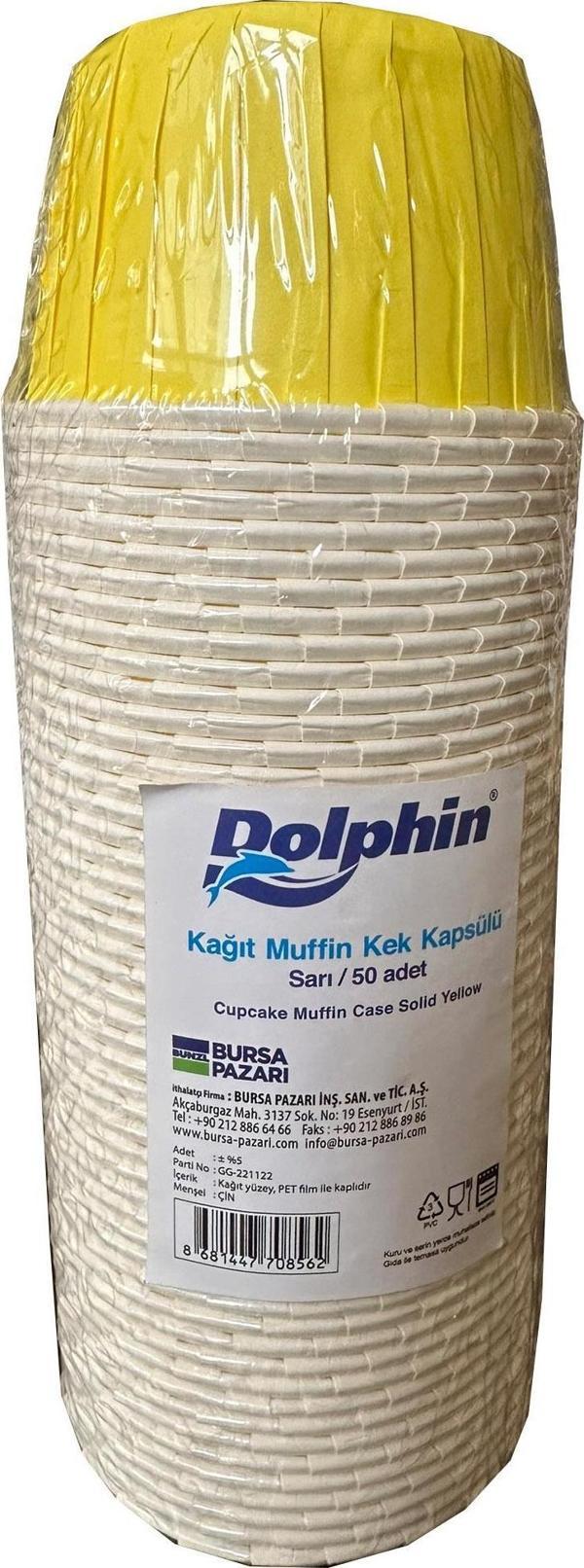 Dolphin Muffin Kağıt Karton Desenli Cupcake Kek Kalıbı Kapsülü Kabı - Sarı - 50 Adetlik 1 Paket - Image 1