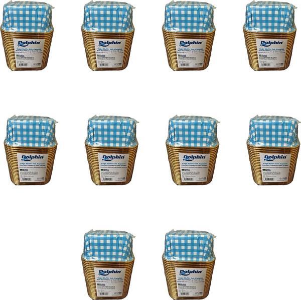 Dolphin Muffin Kare Kağıt Mavi Puantiyeli Altın Cupcake Kek Kalıbı Kapsülü Kabı - 25 Adetlik 10 Paket - Image 1