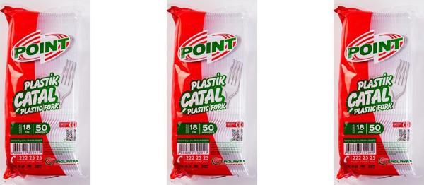 Point Plastik Lüx Şeffaf Çatal - 18 Cm. - 3.2 Gr. - 50 Adetlik 3 Paket - Image 1