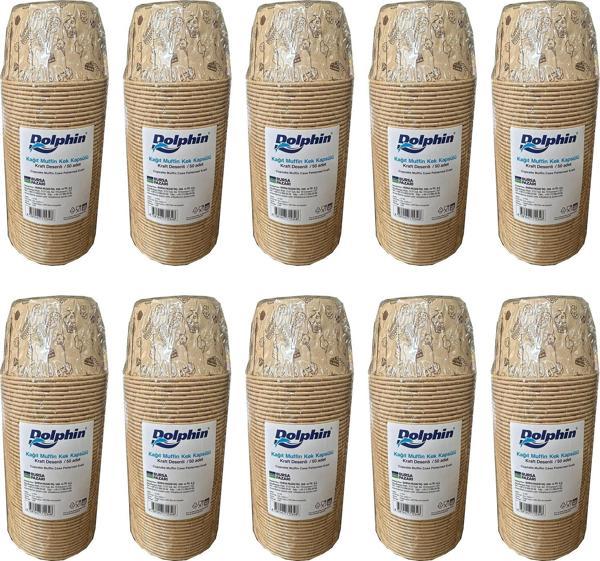 Dolphin Muffin Kağıt Karton Desenli Cupcake Kek Kalıbı Kapsülü Kabı - 50 Adetlik 10 Paket - Image 1