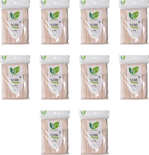 Roll-Up Doğaya Dönüş Ekolojik Doğal Doğa Dostu %100 Ahşap Çatal - 16 Cm. - 50'li 10 Paket  - Image 1