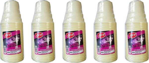 Roll-Up Party Dreams Parti Davet Piknik Renkli Plastik Sert Mika Bardak - Sarı - 25'li 5 Paket  - Image 1