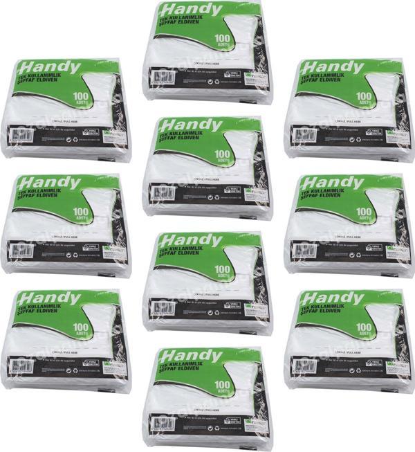 Handy HDPE İş Temizlik Tek Kullanımlık Şeffaf Eldiven / Büyük Boy / 100 Adetlik 10 Paket - Koli - Image 1