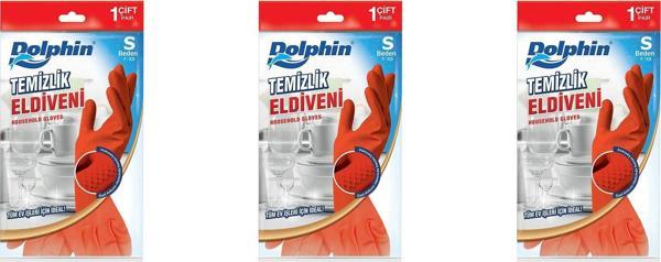 Dolphin Lateks Bulaşık Temizlik Eldiveni - Kırmızı - Small Boy ( Küçük ) - 7-7,5 - 3 Paket - Image 1