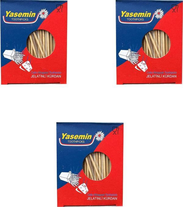 Yasemin Jelatinli Kutulu Poşetli Ahşap Kürdan - 500 Adetlik 3 Paket - Image 1