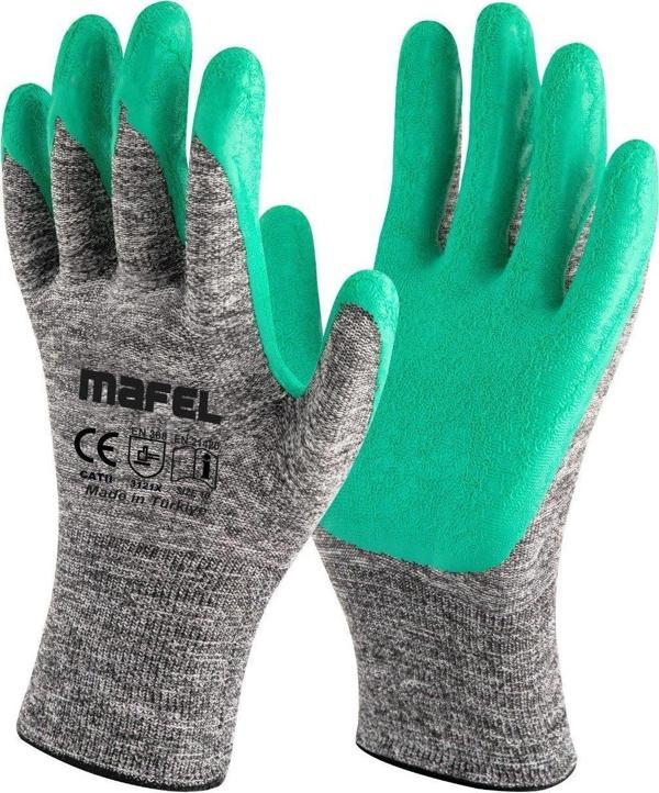 Mafel MF-80 Yeşil Lateks Camcı İş Güvenlik Eldiven - 10/XL - 1 Çift - Paket - Image 1