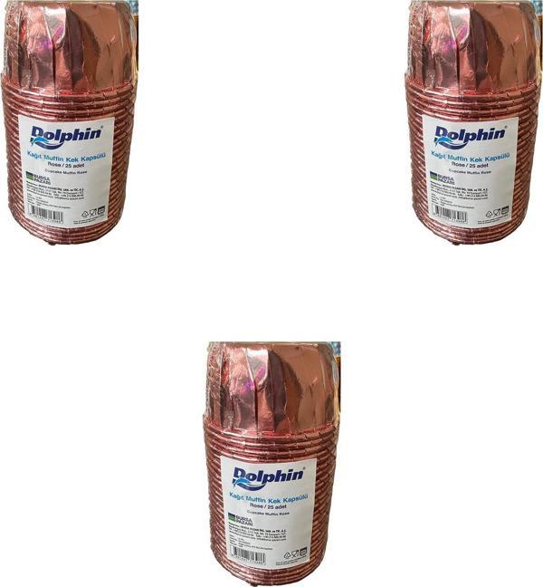 Dolphin Muffin Kağıt Karton Rose Gül Cupcake Kek Kalıbı Kapsülü Kabı - 25 Adetlik 3 Paket - Image 1