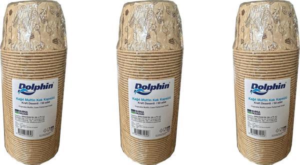 Dolphin Muffin Kağıt Karton Desenli Cupcake Kek Kalıbı Kapsülü Kabı - 50 Adetlik 3 Paket - Image 1