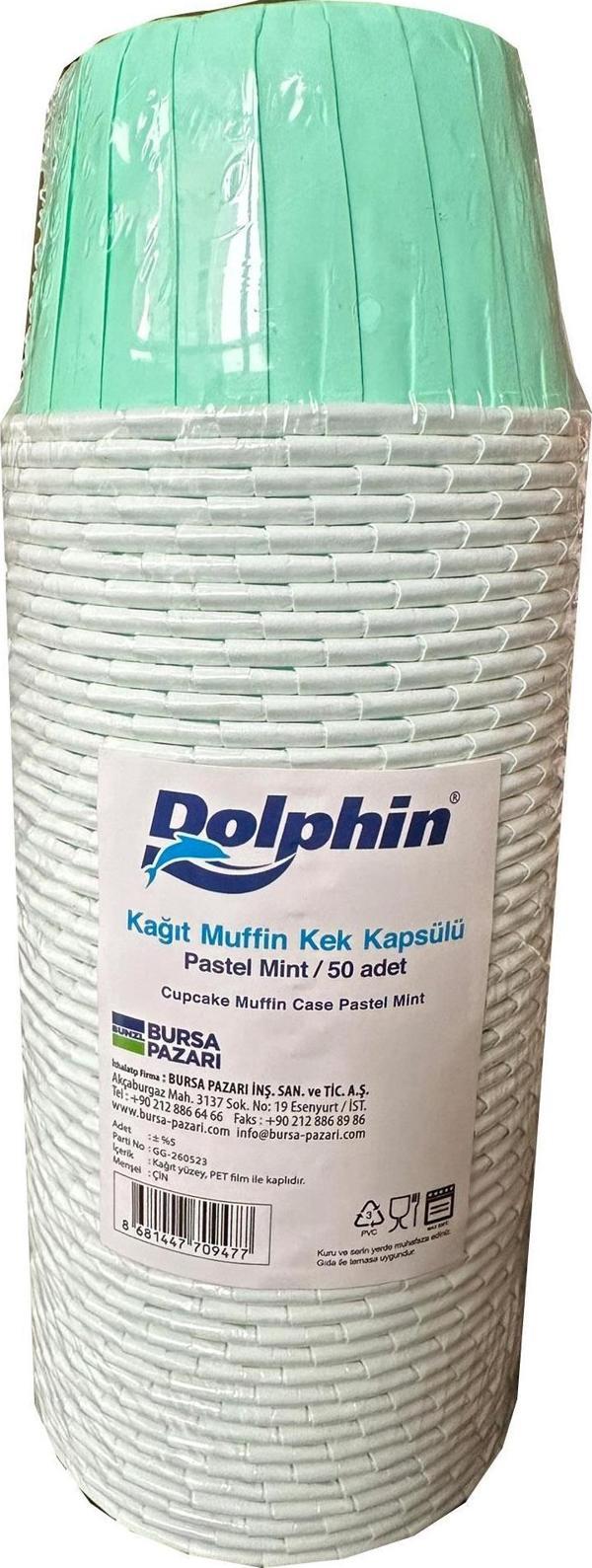 Dolphin Muffin Kağıt Karton Pastel Yeşil Cupcake Kek Kalıbı Kapsülü Kabı - 50 Adetlik 1 Paket - Image 1