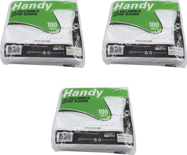 Handy HDPE İş Temizlik Tek Kullanımlık Şeffaf Eldiven / Büyük Boy / 100 Adetlik 3 Paket - Koli - Image 1