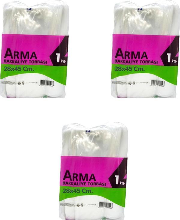 Naksan Arma Şeffaf Naylon 4 lük 28x45 Cm. Bakkaliye Poşeti Torbası - 1 Kg. - Ort. 115 Adet - 3 Paket - Image 1