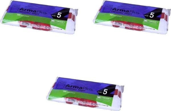 ArmaPlus Takviyeli Kalın Baskılı Beyaz Çanta Poşet Torba - 5 No - 50x60 Cm. - 50 Adetlik 3 Paket - Image 1
