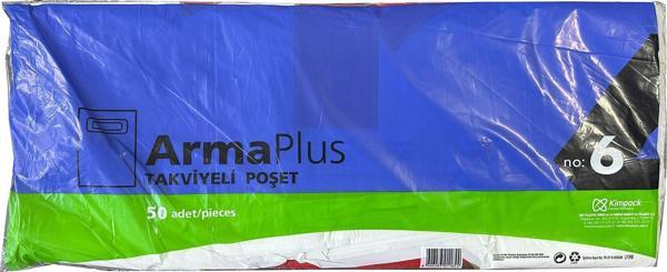 ArmaPlus Takviyeli Kalın Baskılı Beyaz Çanta Poşet Torba - 6 No - 60x70 Cm. - 50 Adetlik Paket - Image 1