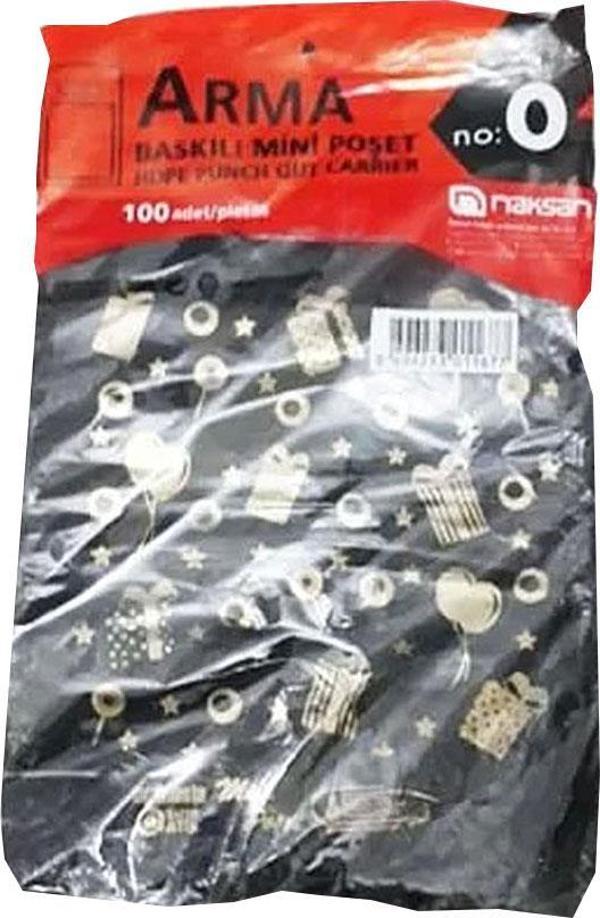 Arma Baskılı Mini Blok Poşet Torba - No : 0 - 20x30 Cm. - Siyah - 100 Adetlik 1 Paket - Image 1