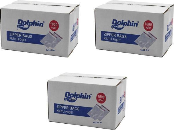 Dolphin Kilitli Şeffaf Buzdolabı Kilitli Saklama Poşeti Torba - 9x11 Cm. - 1000 Adetlik 3 Kutu - Image 1