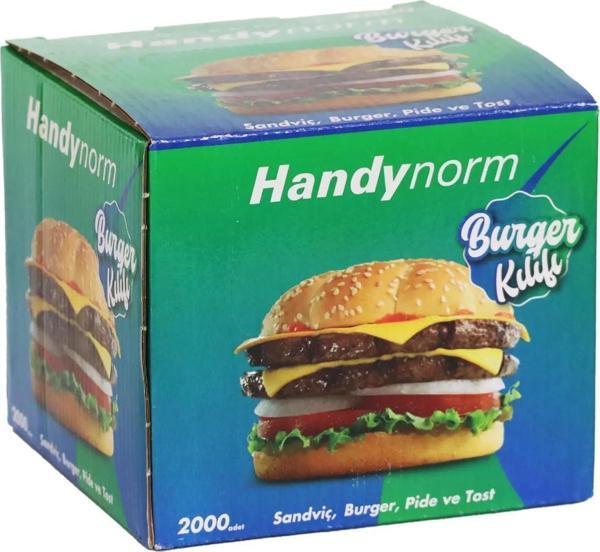 Handynorm Hamburger Burger Pide Tost Sandviç Kılıfı Poşeti - 12.5x12.5 Cm. - 2000 Adetlik 1 Kutu   - Image 1