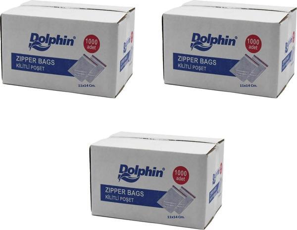 Dolphin Kilitli Şeffaf Buzdolabı Kilitli Saklama Poşeti Torba - 11x14 Cm. - 1000 Adetlik 3 Kutu - Image 1