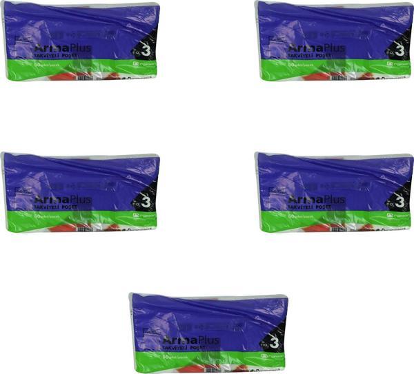 ArmaPlus Takviyeli Kalın Baskılı Beyaz Çanta Poşet Torba - 3 No - 33x45 Cm. - 50 Adetlik 5 Paket - Image 1