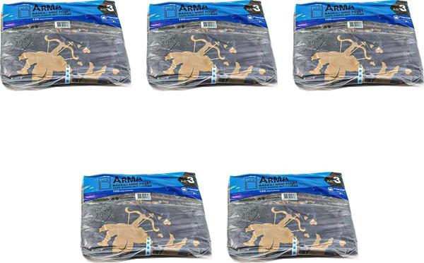 Arma Baskılı Mini Blok Poşet Torba - No : 3 - 30x50 Cm. - Siyah - 100 Adetlik 5 Paket - Image 1