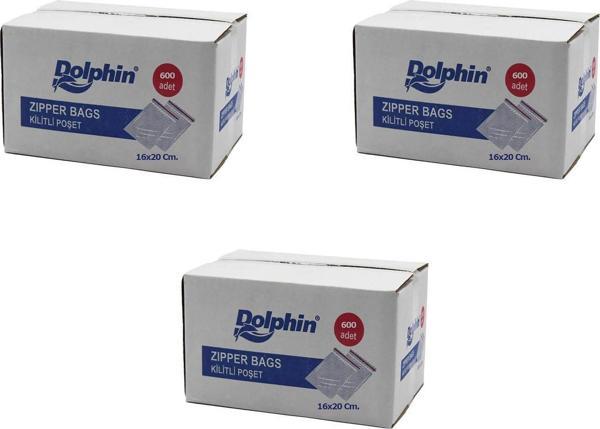 Dolphin Kilitli Şeffaf Buzdolabı Kilitli Saklama Poşeti Torba - 16x20 Cm. - 600 Adetlik 3 Kutu - Image 1