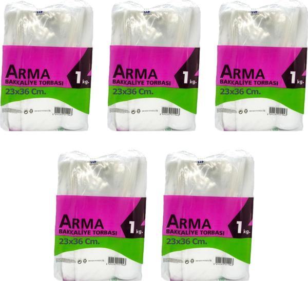 Naksan Arma Şeffaf Naylon 2 lik 23x36 Cm. Bakkaliye Poşeti Torbası - 1 Kg. - Ort. 190 Adet - 5 Paket - Image 1