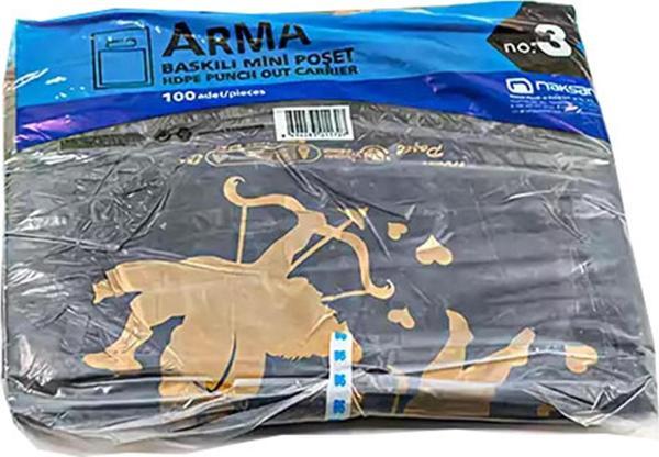 Arma Baskılı Mini Blok Poşet Torba - No : 3 - 30x50 Cm. - Siyah - 100 Adetlik 1 Paket - Image 1