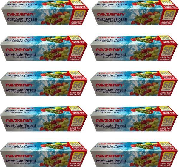 Nazenin Düz Kilitsiz Şeffaf Küçük Boy Buzdolabı Yemek Gıda Poşeti Torbası- 20x30 Cm - 50'li 10 Paket - Image 1