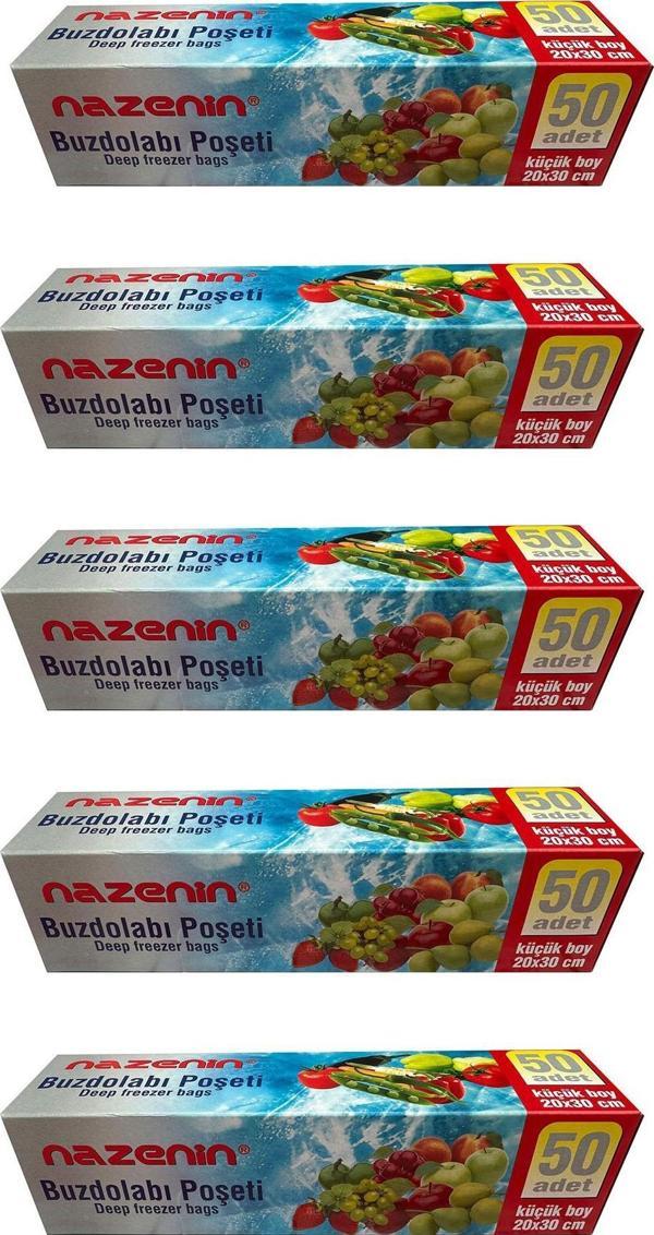 Nazenin Düz Kilitsiz Şeffaf Küçük Boy Buzdolabı Yemek Gıda Poşeti Torbası- 20x30 Cm. - 50'li 5 Paket - Image 1