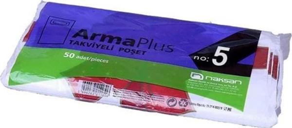 ArmaPlus Takviyeli Kalın Baskılı Beyaz Çanta Poşet Torba - 5 No - 50x60 Cm. - 50 Adetlik Paket - Image 1
